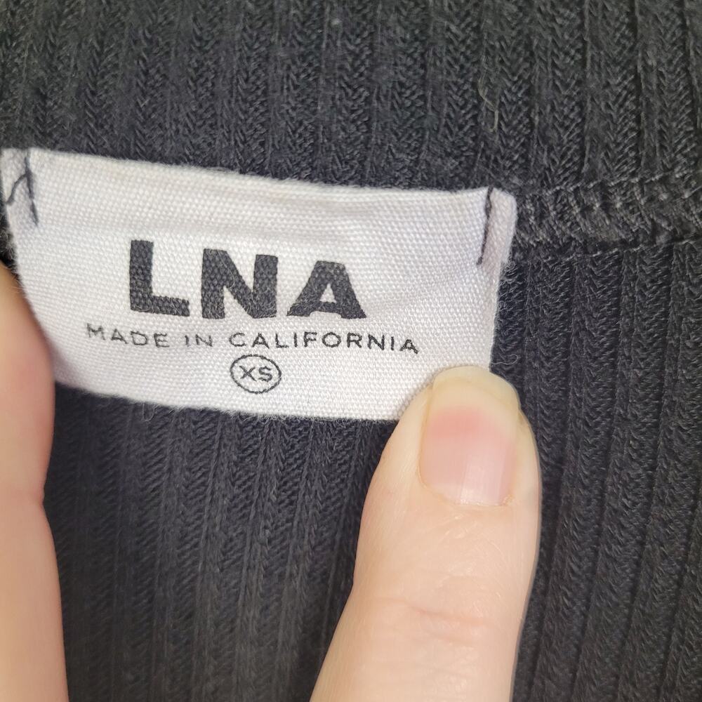 LNA Neve black collared ribbed henley shirt Size XS Minimal Classic Staple - Picture 3 of 7